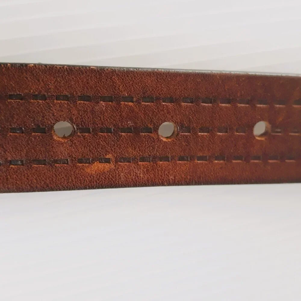 Fabio Corti Brown Leather Tooled Belt Medium Made in Italy